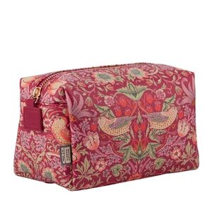 NWT William Morris Burgundy Strawberry Thief Toiletry Bag